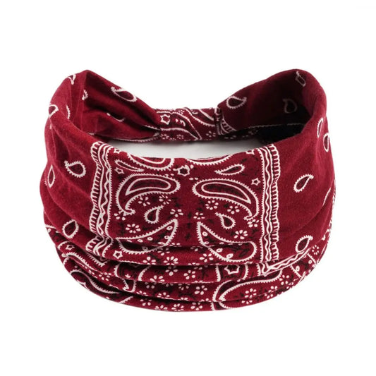 Bowknot Turbans Cashew Print Boho Knot Turbans Headwrap Wide Edge Elastic Yoga Headband Colorful Unisex Sports Sweatband Hiking