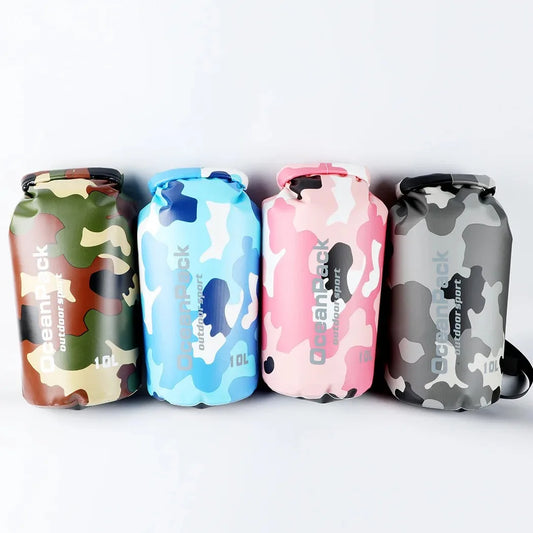 PVC Waterproof Dry Bag 5L 10L 20L 30L Camo Outdoor Diving Foldable Man Women Beach Swimming Bag Rafting River Ocean Backpack